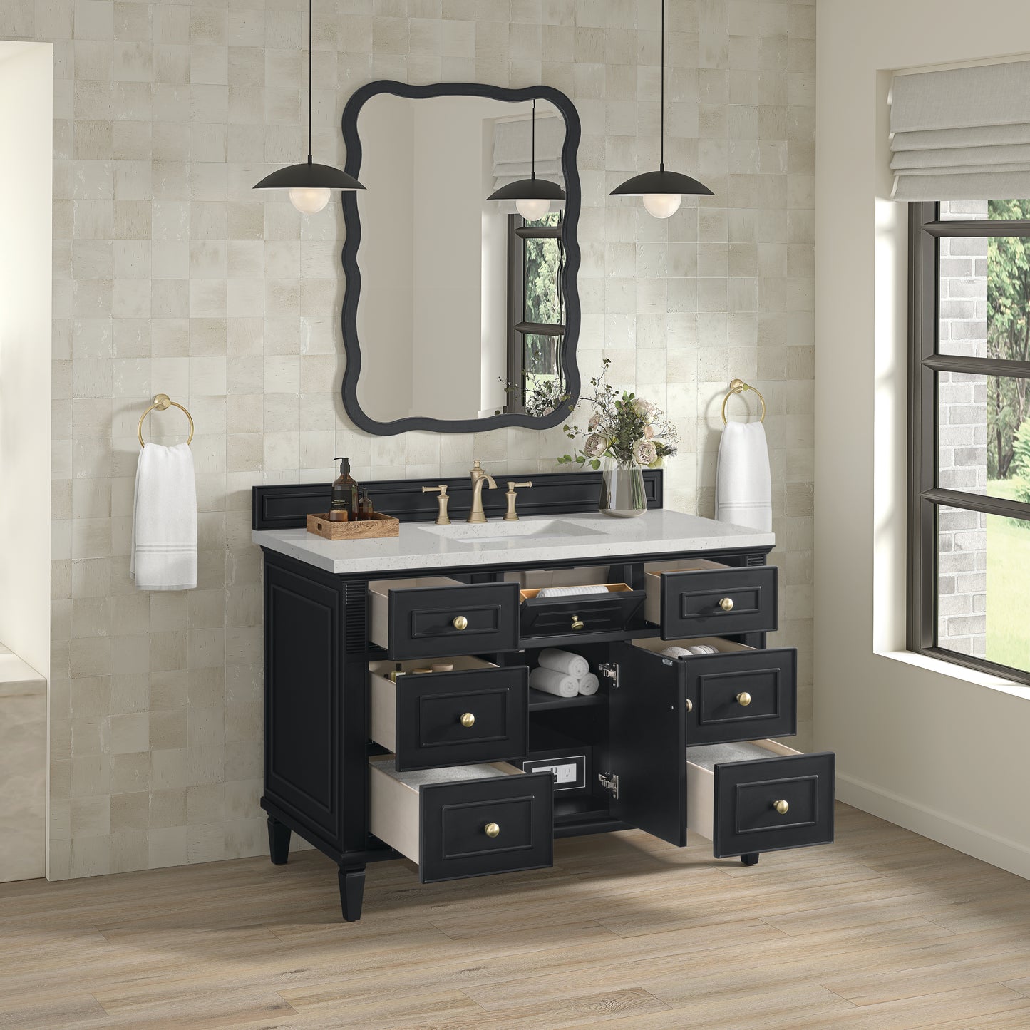 Lorelai 48" Single Vanity, Black Onyx w/ 3 CM Lime Delight Silestone Top
