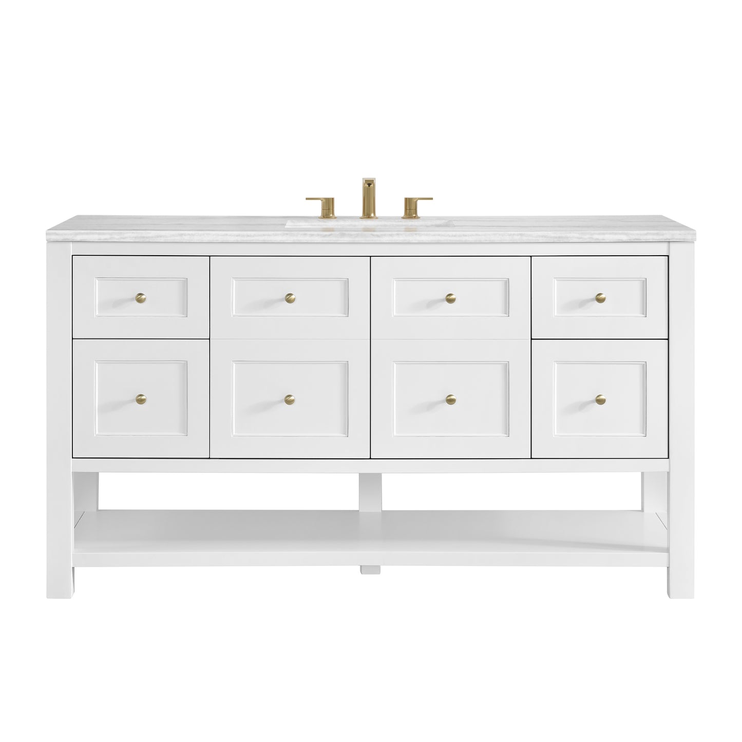 Breckenridge 60" Single Vanity, Bright White, w/ 3 CM Arctic Fall Solid Surface Top