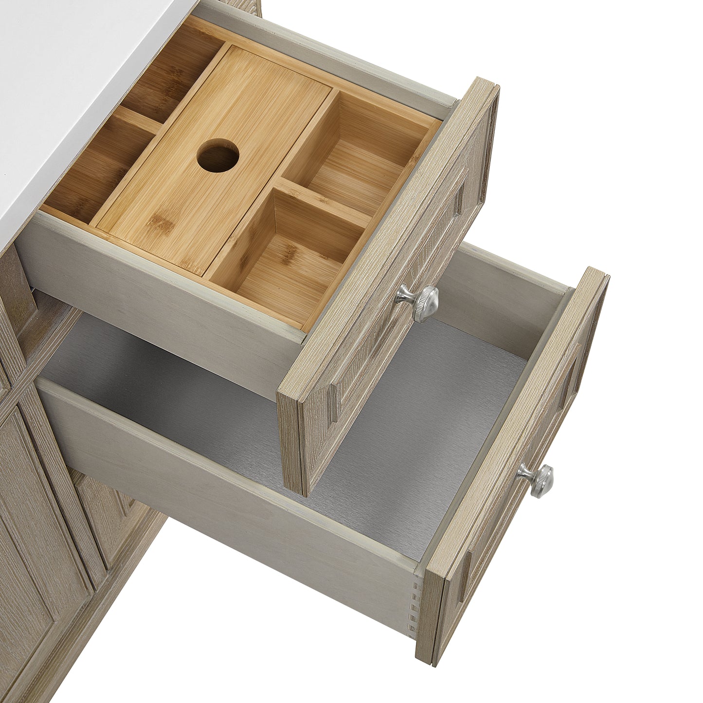 Lorelai 48" Single Vanity, Whitewashed Oak w/ 3 CM Charcoal Soapstone Silestone Top