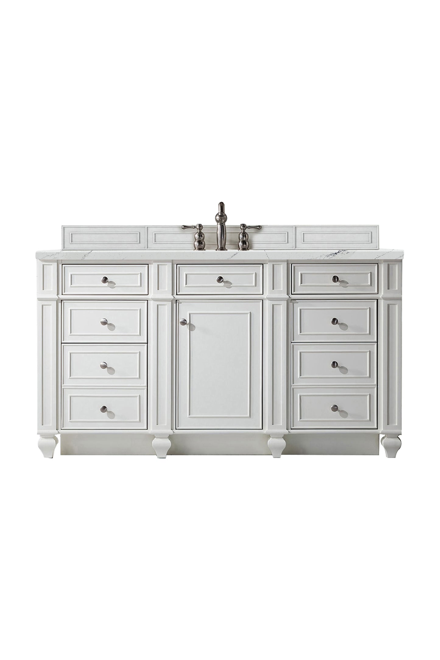 Bristol 60" Single Vanity, Bright White w/ 3 CM Ethereal Noctis Silestone Top