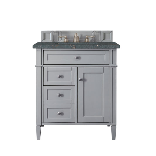 Brittany 30" Single Vanity, Urban Gray, w/ 3 CM Parisien Bleu Silestone Top