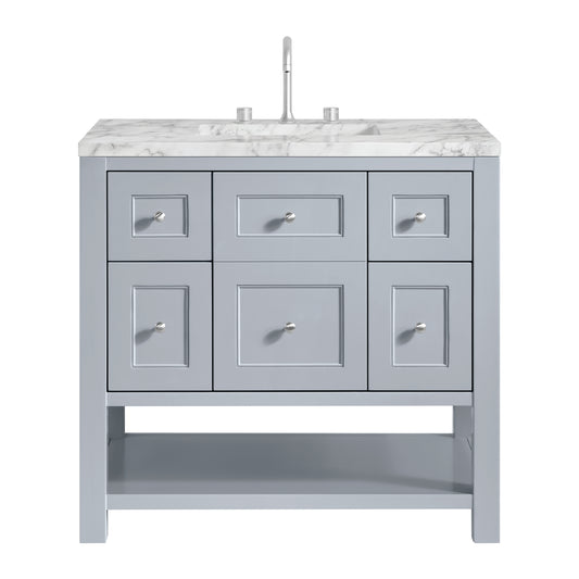 Breckenridge 36" Single Vanity, Serenity Blue, w/ 3 CM Carrara Marble Top