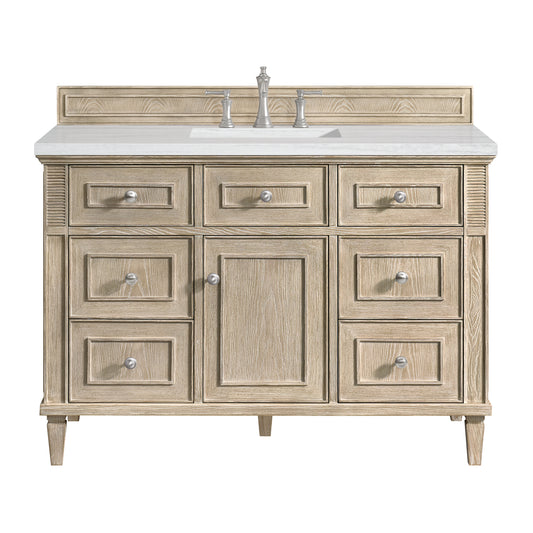 Lorelai 48" Single Vanity, Whitewashed Oak w/ 3 CM Arctic Fall Solid Surface Top