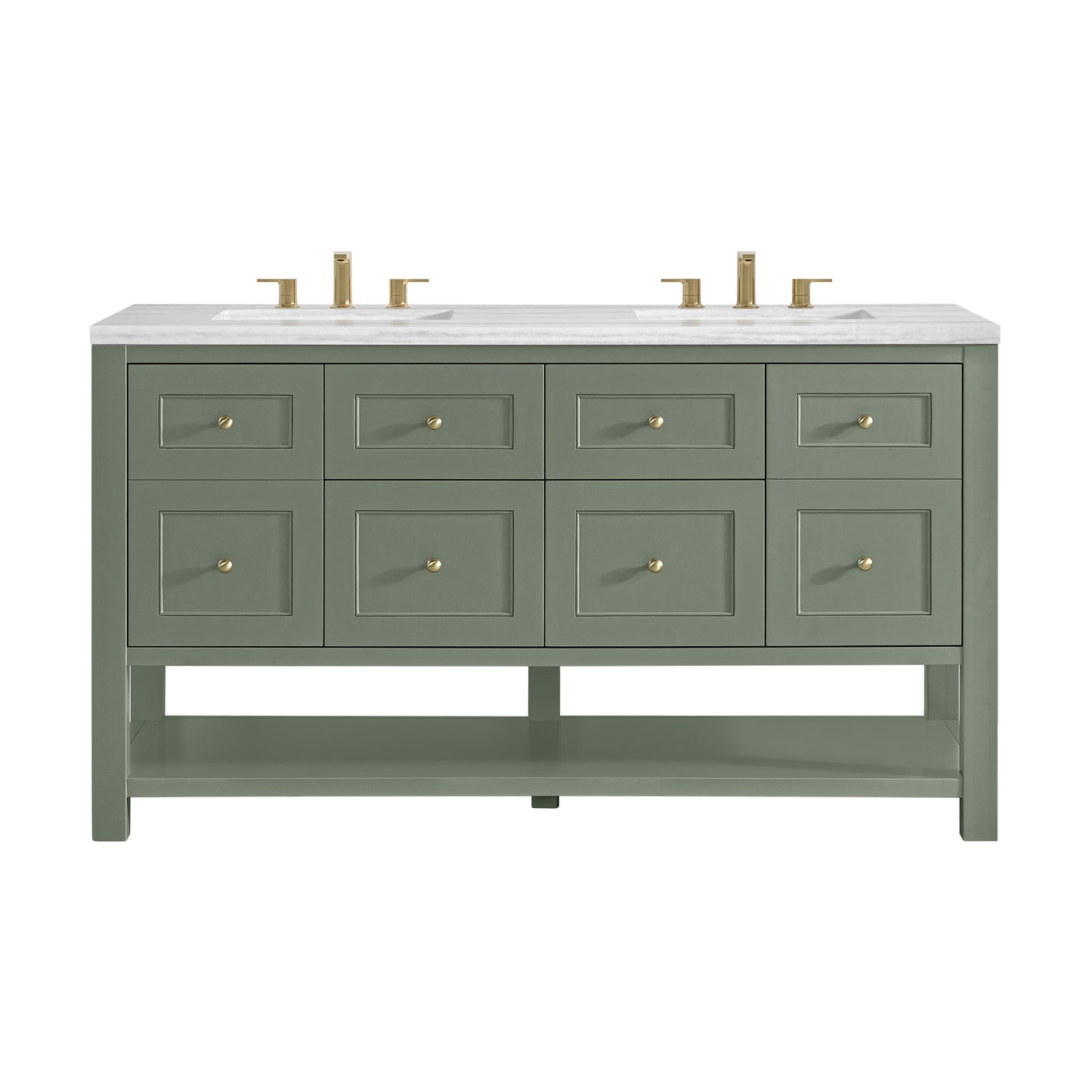 Breckenridge 60" Double Vanity, Smokey Celadon, w/ 3 CM Arctic Fall Solid Surface Top