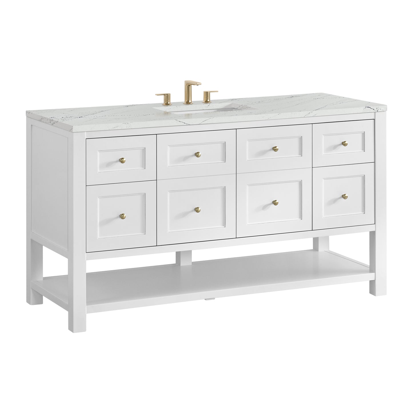 Breckenridge 60" Single Vanity, Bright White, w/ 3 CM Ethereal Noctis Quartz Top