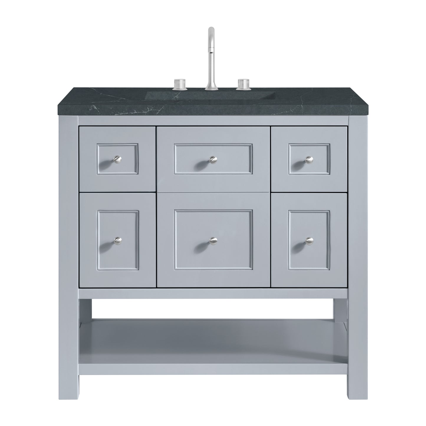 Breckenridge 36" Single Vanity, Serenity Blue, w/ 3 CM Charcoal Soapstone Quartz Top