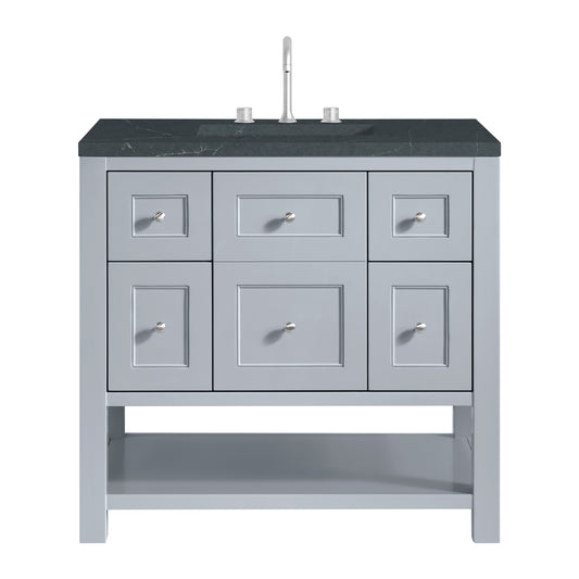 Breckenridge 36" Single Vanity, Serenity Blue, w/ 3 CM Charcoal Soapstone Quartz Top
