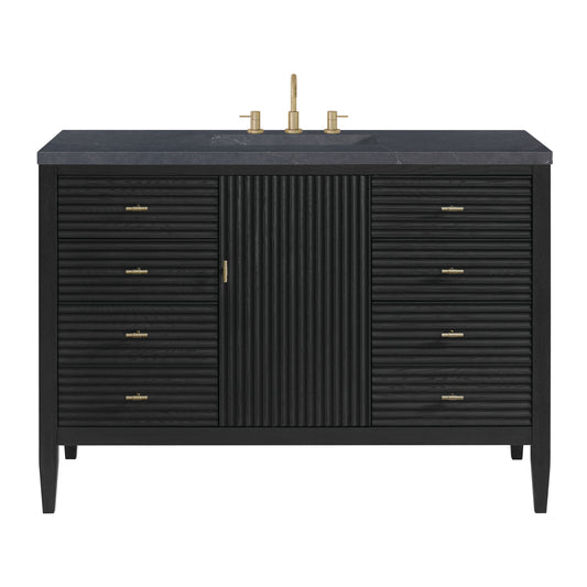 Myrrin 48" Vanity, Carbon Oak w/ 3 CM Charcoal Soapstone Silestone Top