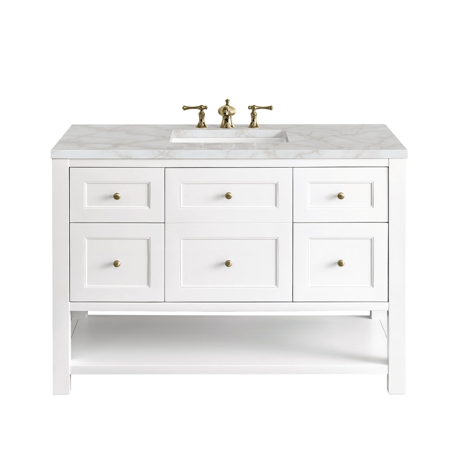 Breckenridge 48" Single Vanity, Bright White w/ 3 CM Victorian Silver Top