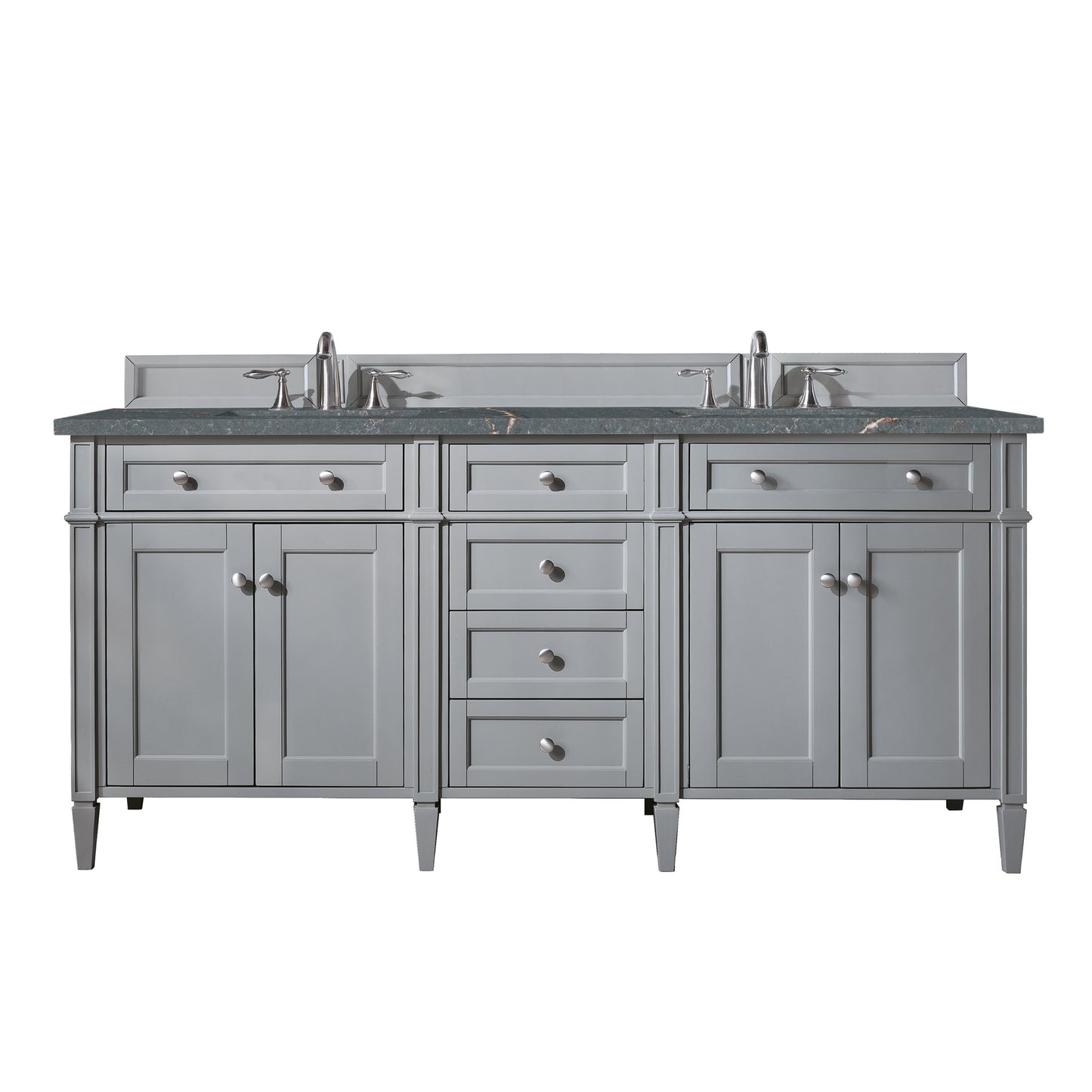 Brittany 72" Double Vanity, Urban Gray w/ 3 CM Parisien Bleu Silestone Top