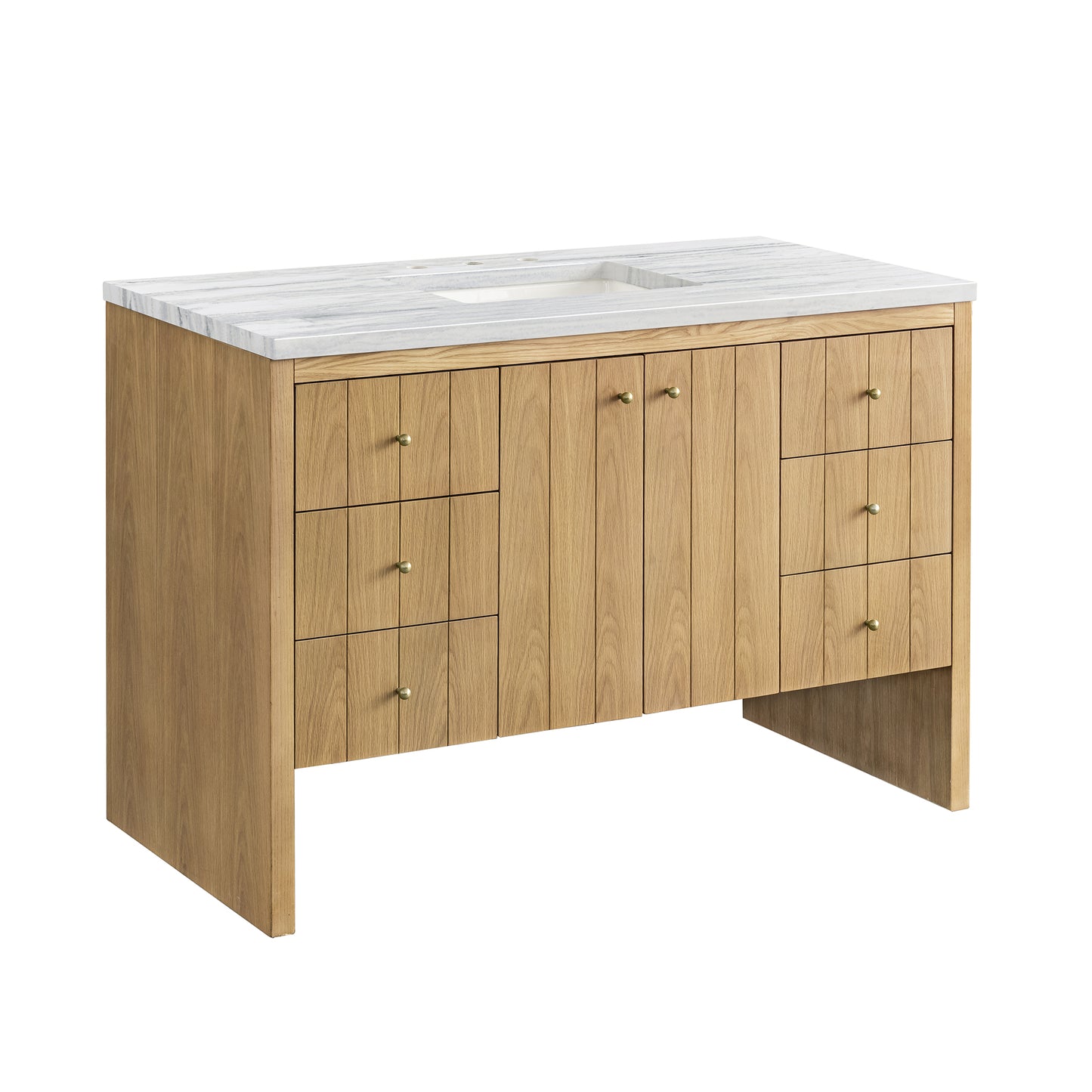 Hudson 48" Single Vanity, Light Natural Oak w/ 3 CM Arctic Fall Top
