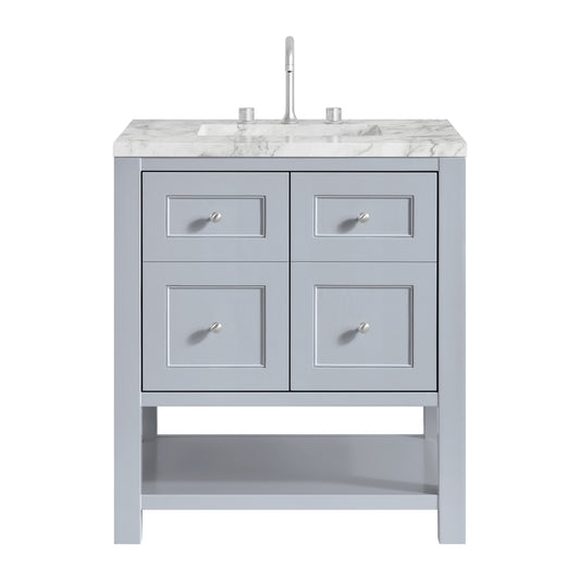 Breckenridge 30" Single Vanity, Serenity Blue, w/ 3 CM Carrara Marble Top
