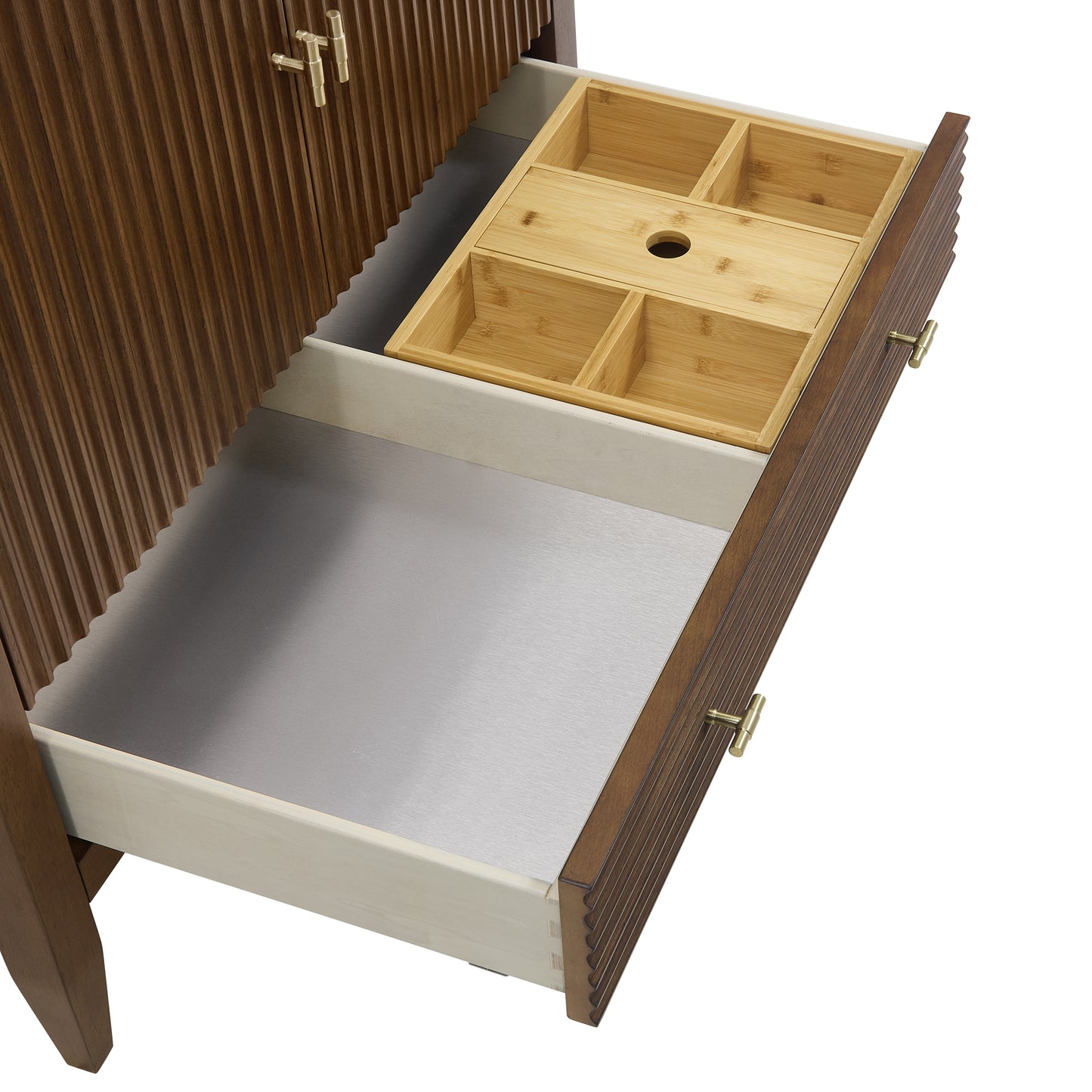 Myrrin 36" Vanity, Mid Century Walnut w/ 3 CM White Zeus Silestone Top