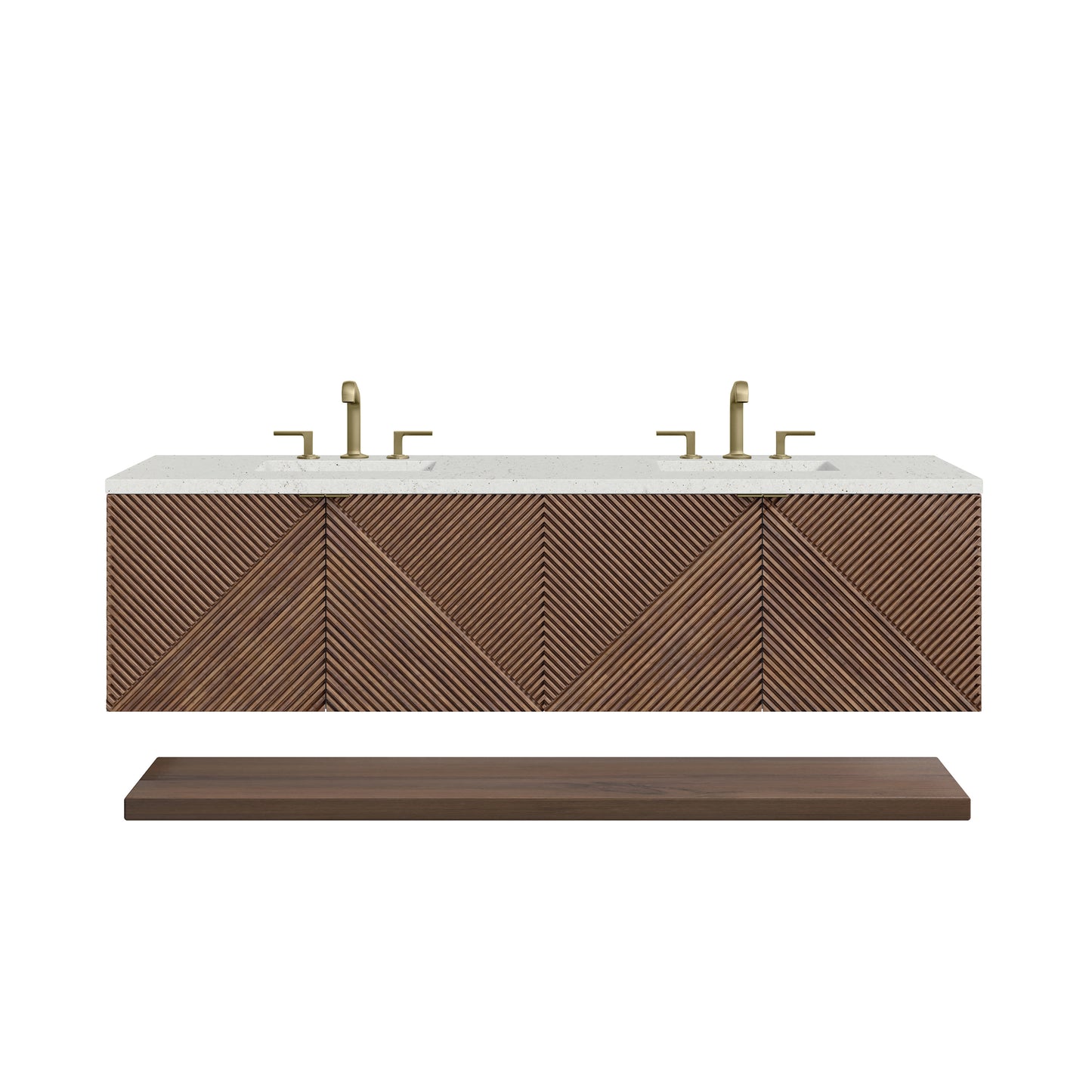 Marcello 72" Double Vanity, Chestnut w/ 3 CM Lime Delight Top