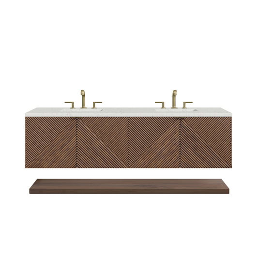 Marcello 72" Double Vanity, Chestnut w/ 3 CM Lime Delight Top