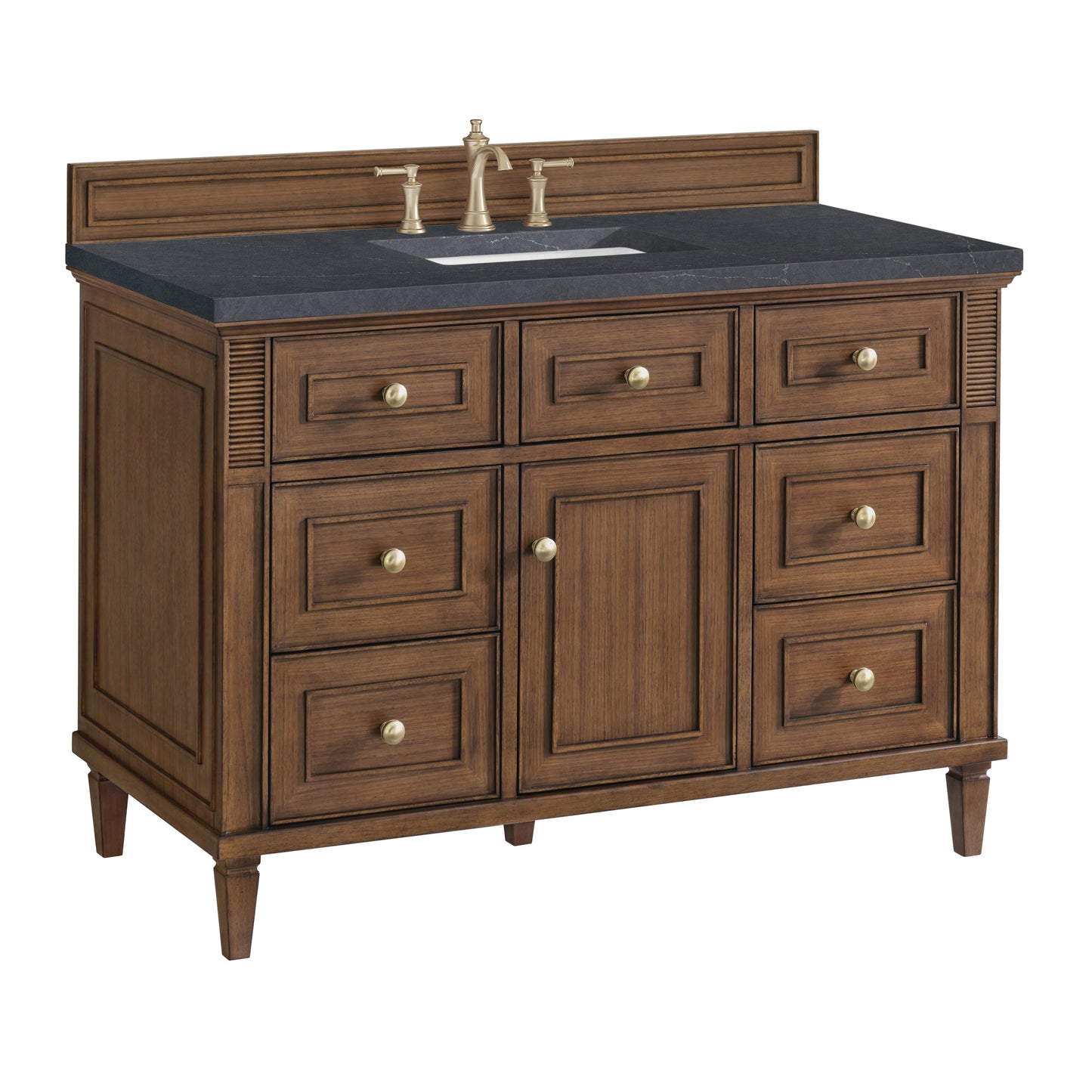 Lorelai 48" Single Vanity, Mid-Century Walnut w/ 3 CM Charcoal Soapstone Silestone Top