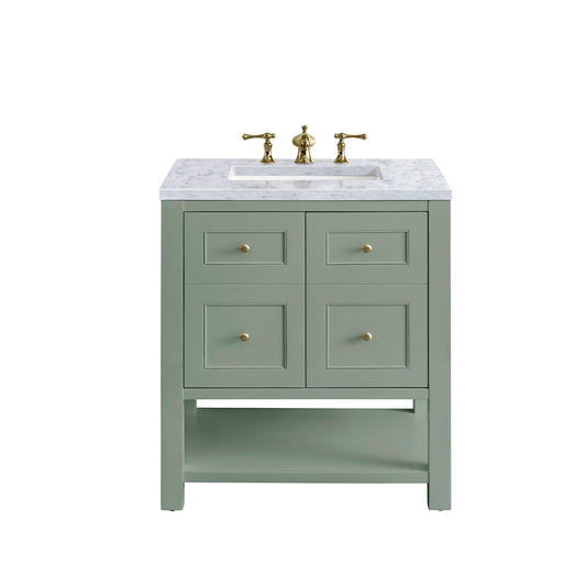 Breckenridge 30" Single Vanity, Smokey Celadon w/ 3 CM Carrara Marble Top