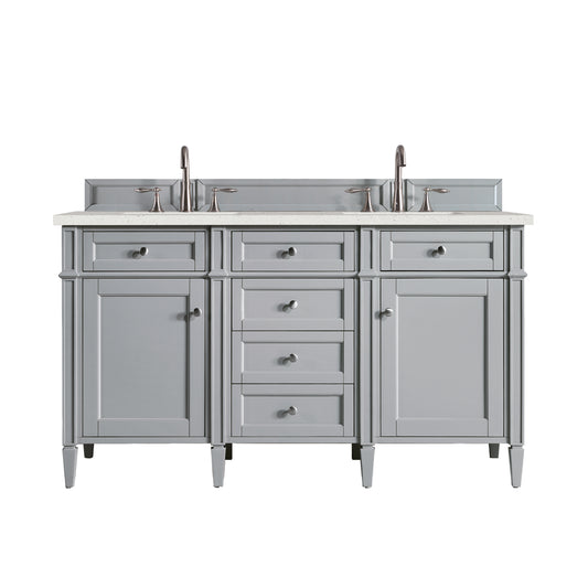 Brittany 60" Double Vanity, Urban Gray w/ 3 CM Lime Delight Silestone Top