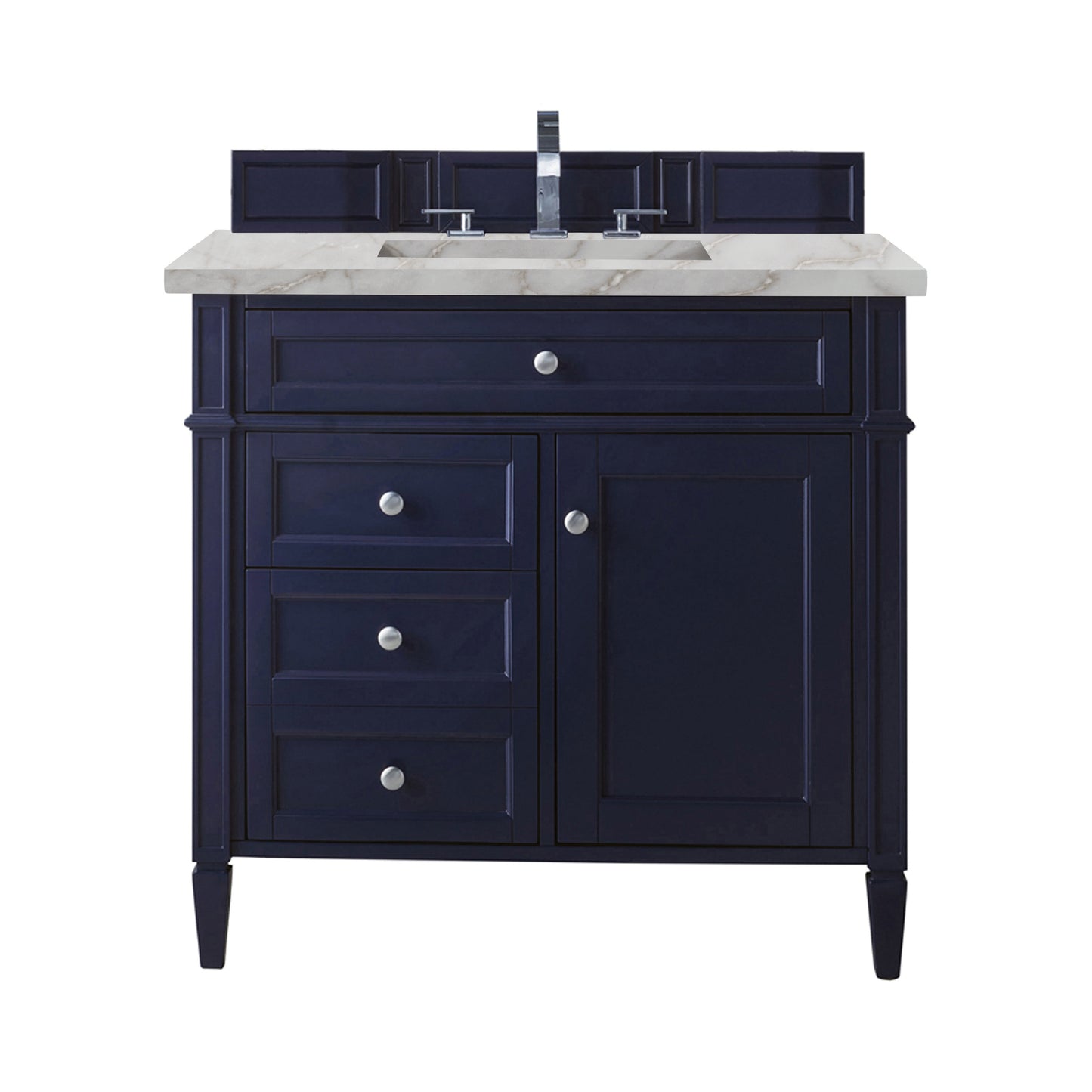 Brittany 36" Single Vanity, Victory Bleu w/ 3 CM Victorian Silver Silestone Top