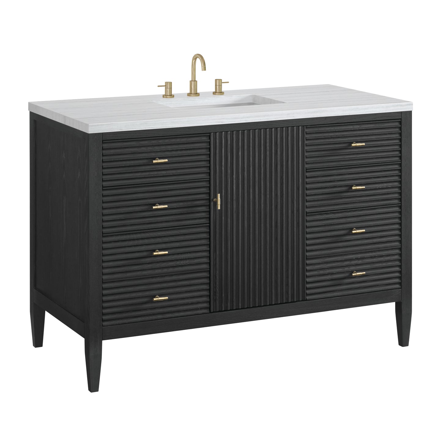 Myrrin 48" Vanity, Carbon Oak w/ 3 CM Arctic Fall Solid Surface Top