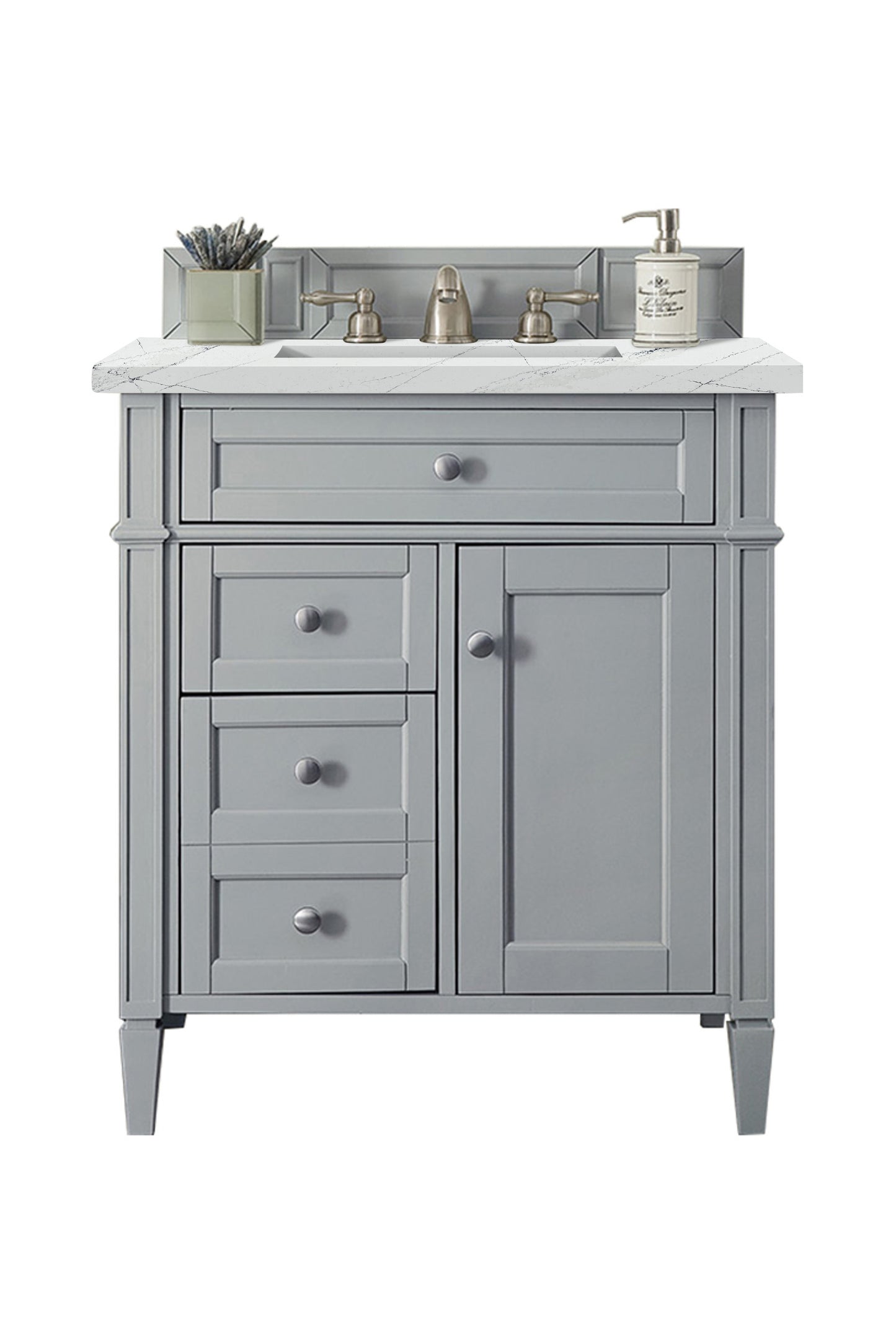 Brittany 30" Single Vanity, Urban Gray, w/ 3 CM Ethereal Noctis Silestone Top