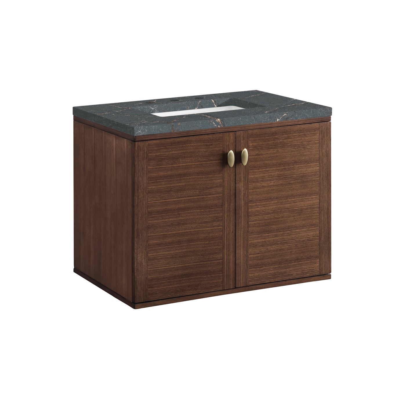 Amberly 30" Single Vanity, Mid-Century Walnut w/ 3 CM Parisien Bleu Top