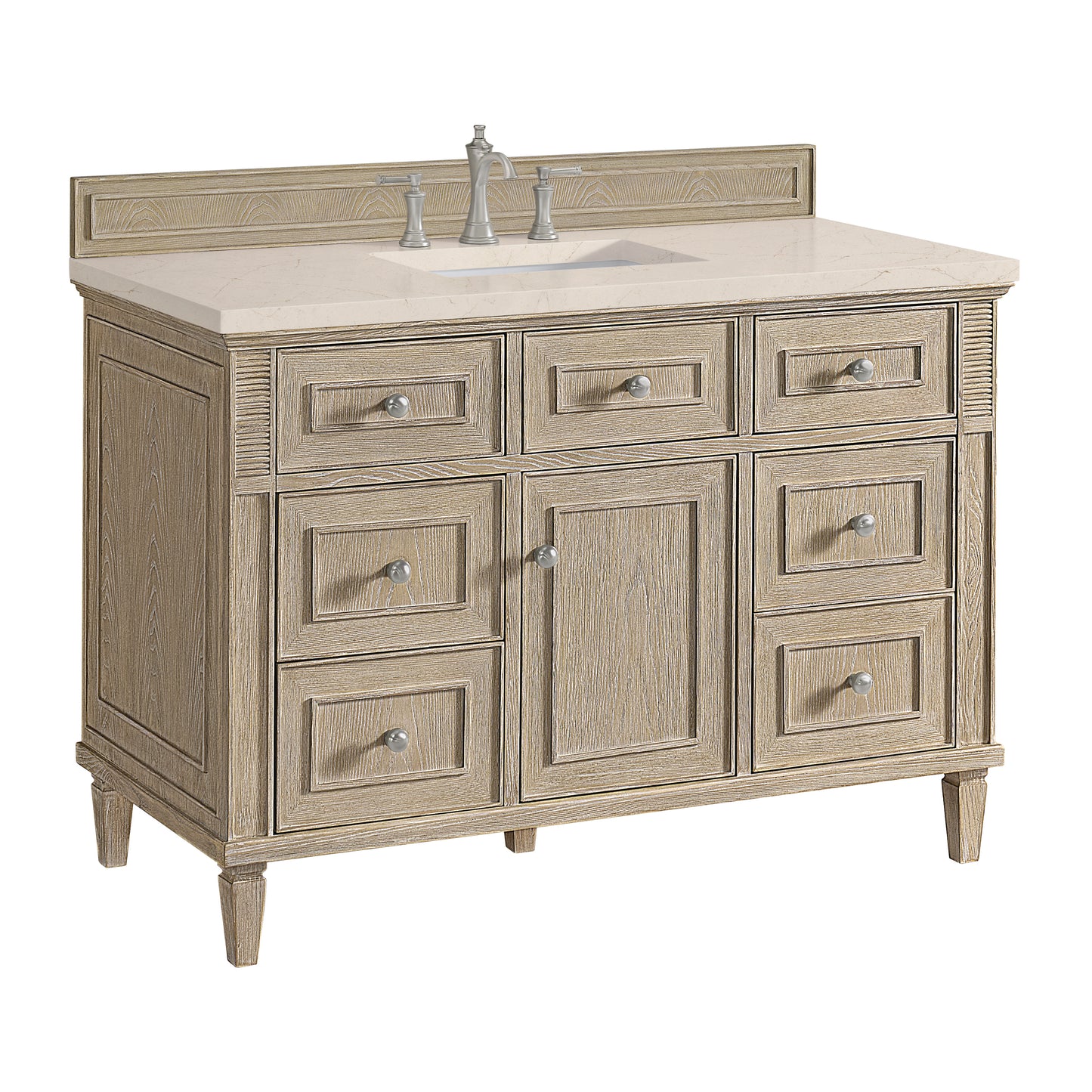 Lorelai 48" Single Vanity, Whitewashed Oak w/ 3 CM Eternal Marfil Silestone Top