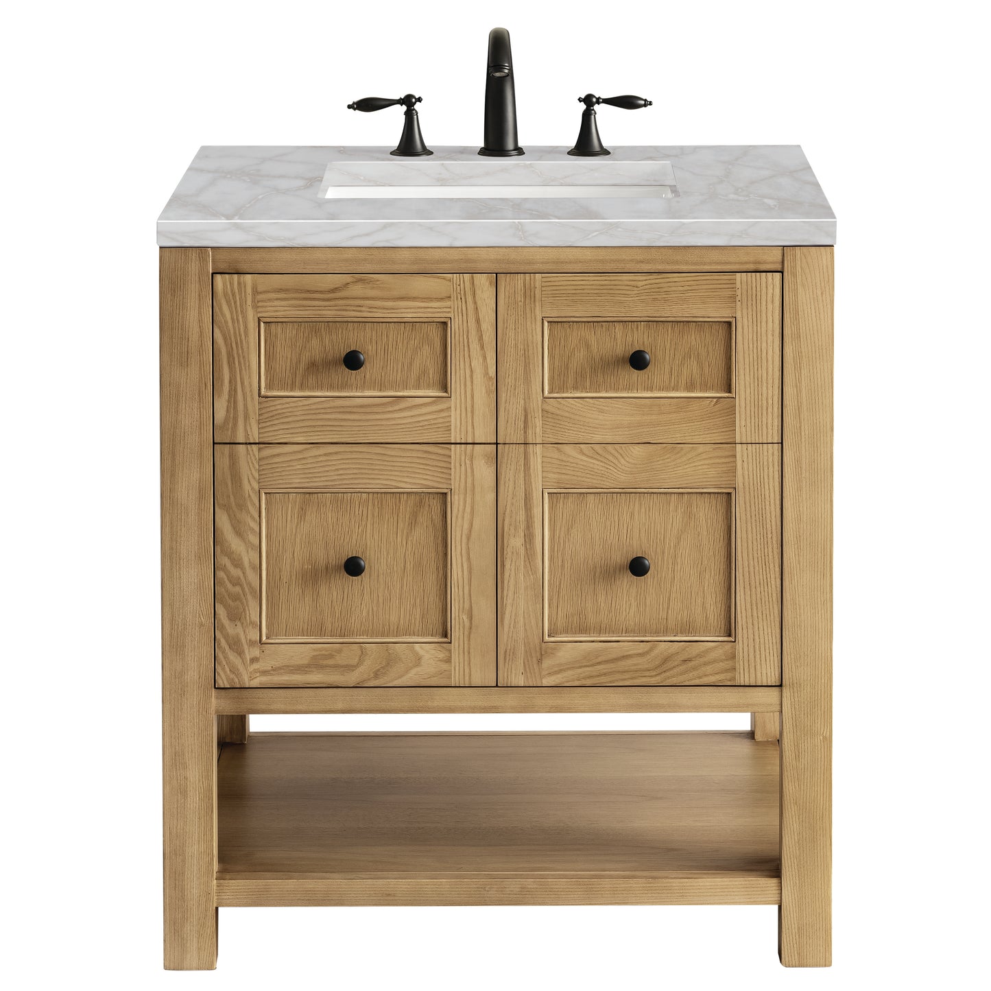 Breckenridge 30" Single Vanity, Light Natural Oak w/ 3 CM Victorian Silver Top