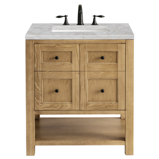 Breckenridge 30" Single Vanity, Light Natural Oak w/ 3 CM Victorian Silver Top