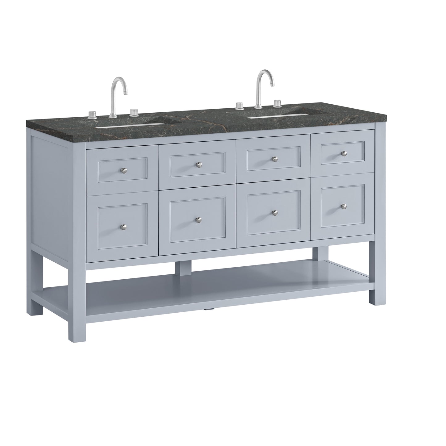 Breckenridge 60" Double Vanity, Serenity Blue w/ 3 CM Parisien Bleu Top