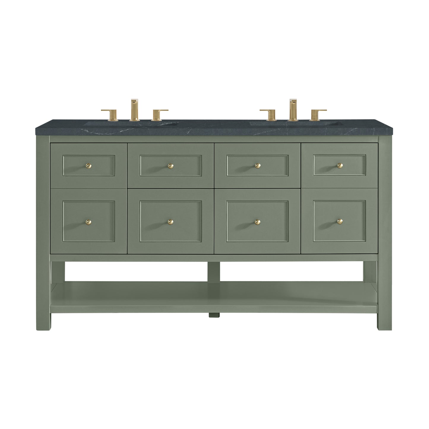Breckenridge 60" Double Vanity, Smokey Celadon, w/ 3 CM Charcoal Soapstone Quartz Top