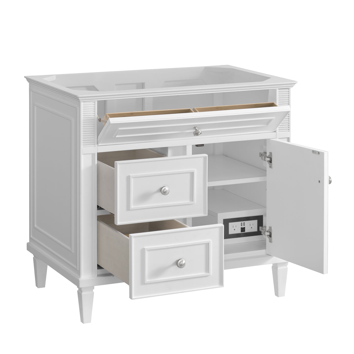 Lorelai 36" Single Vanity, Bright White w/ 3 CM White Zeus Silestone Top