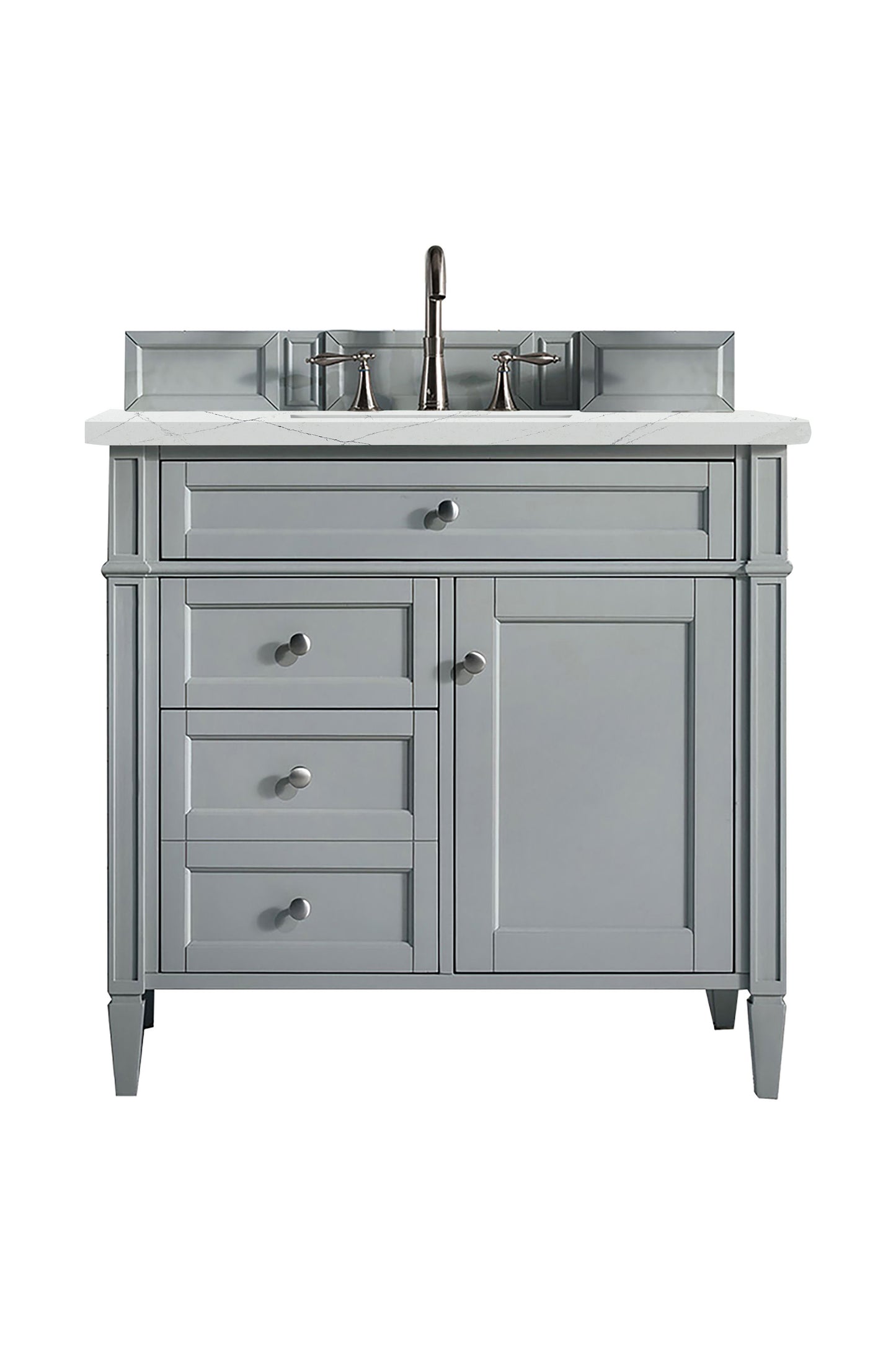 Brittany 36" Single Vanity, Urban Gray w/ 3 CM Ethereal Noctis Silestone Top