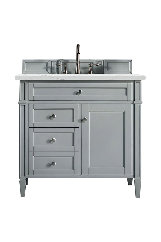 Brittany 36" Single Vanity, Urban Gray w/ 3 CM Ethereal Noctis Silestone Top