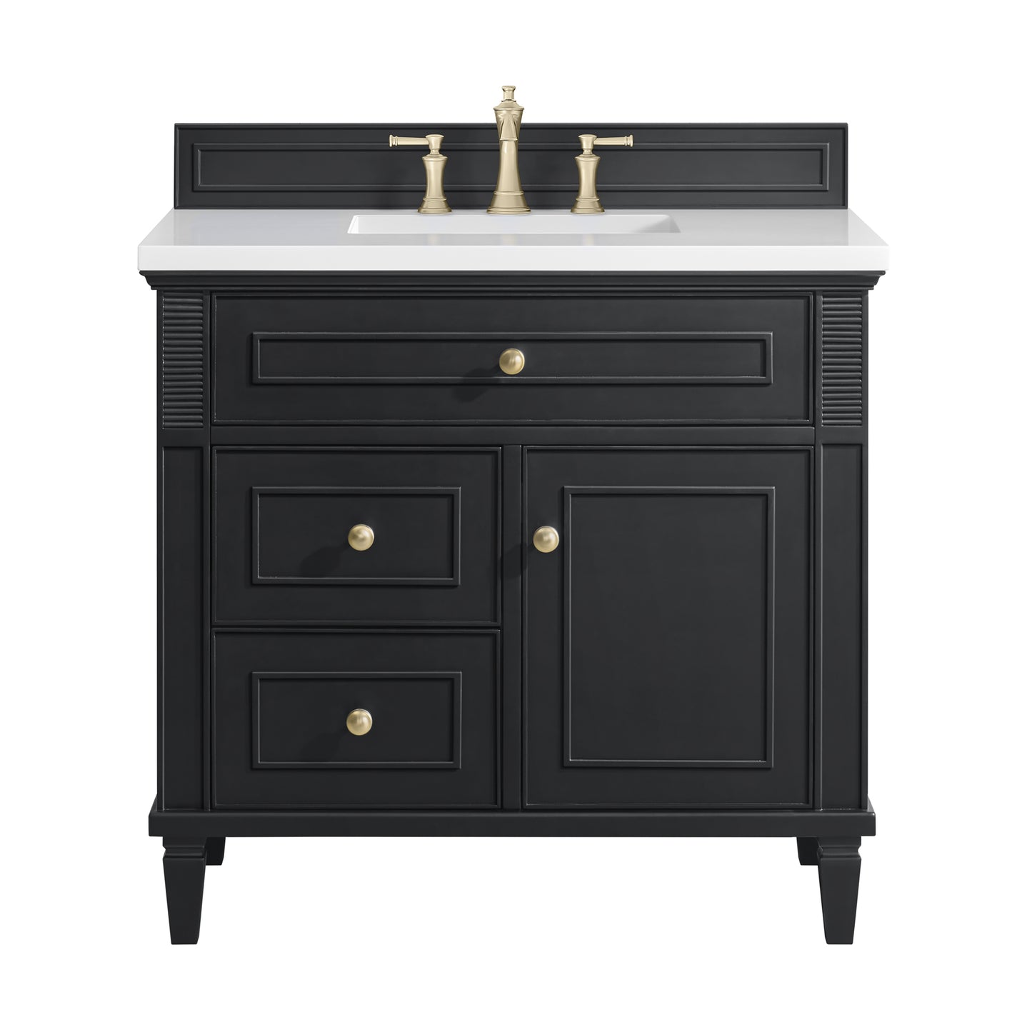 Lorelai 36" Single Vanity, Black Onyx w/ 3 CM White Zeus Silestone Top