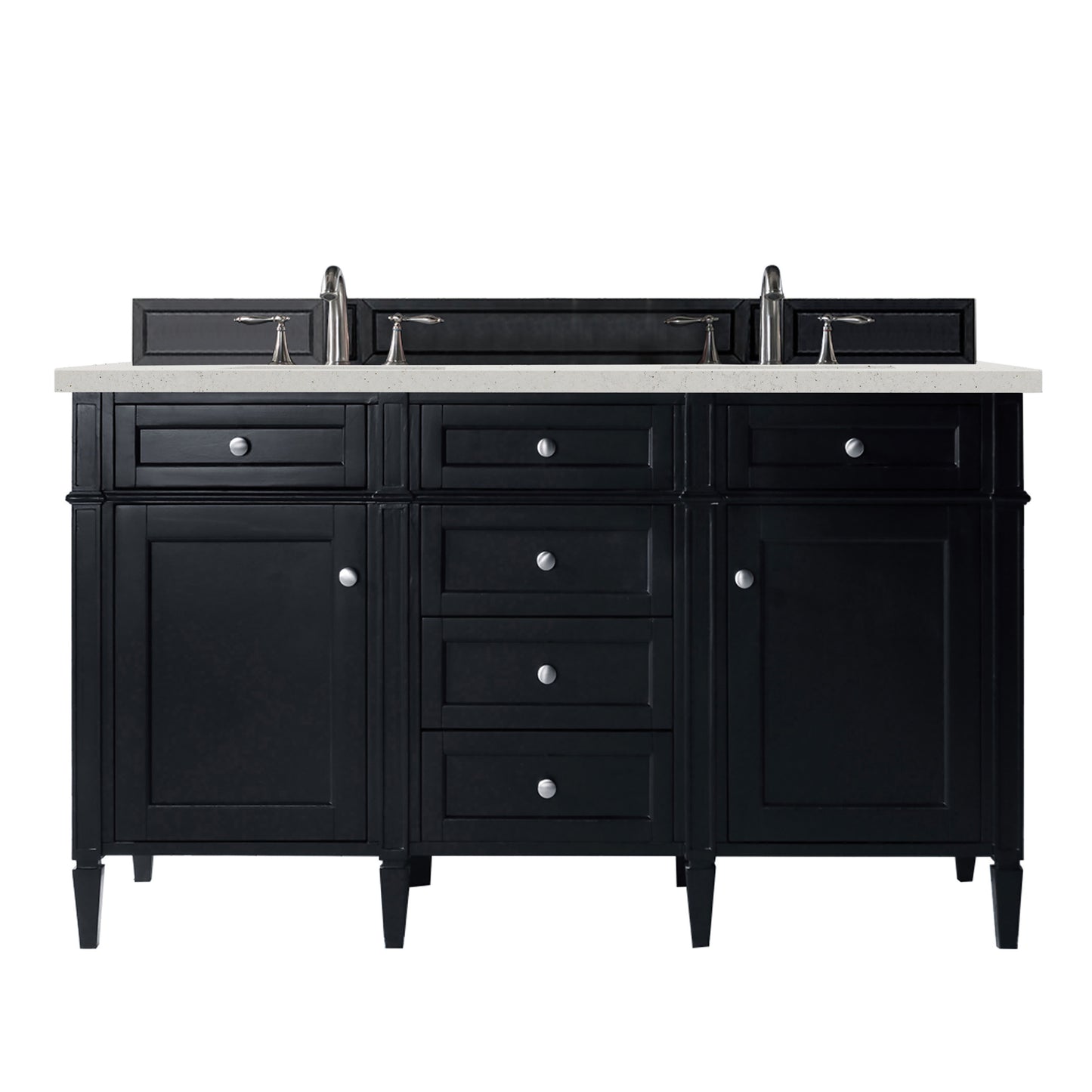 Brittany 60" Double Vanity, Black Onyx w/ 3 CM Lime Delight Silestone Top