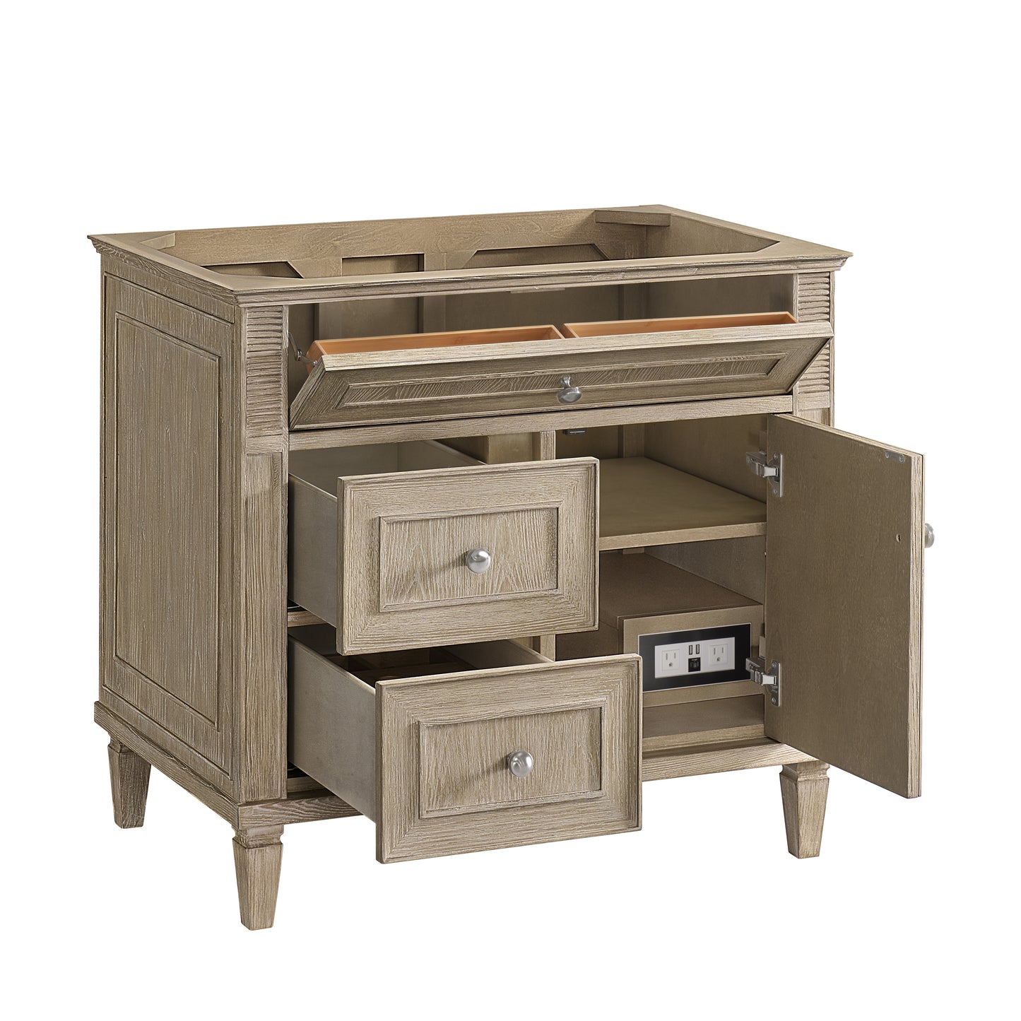 Lorelai 36" Single Vanity, Whitewashed Oak w/ 3 CM White Zeus Silestone Top