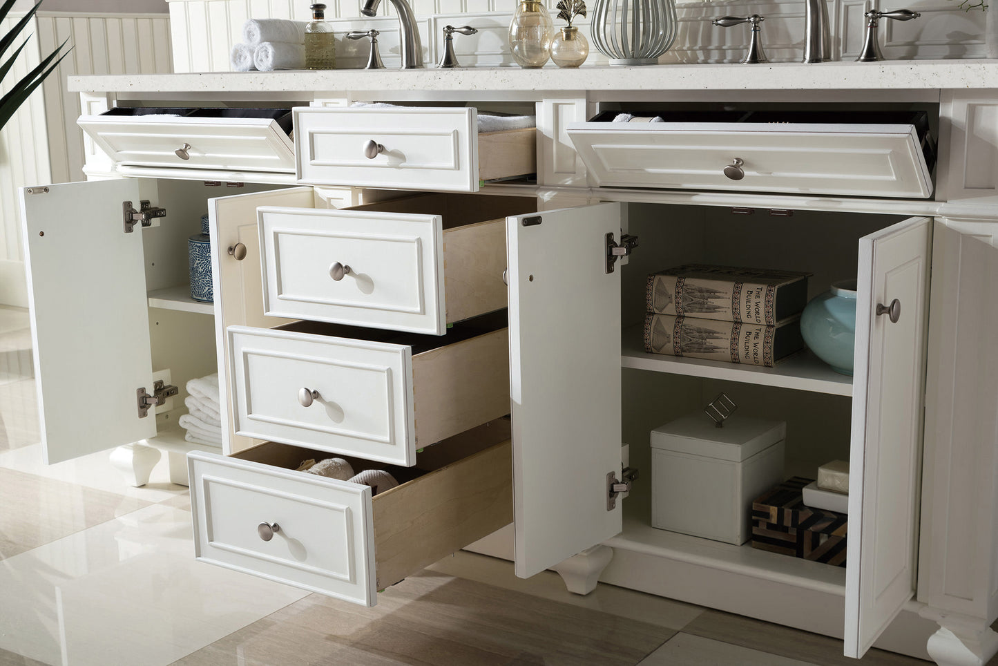 Bristol 72" Double Vanity, Bright White w/ 3 CM Lime Delight Silestone Top