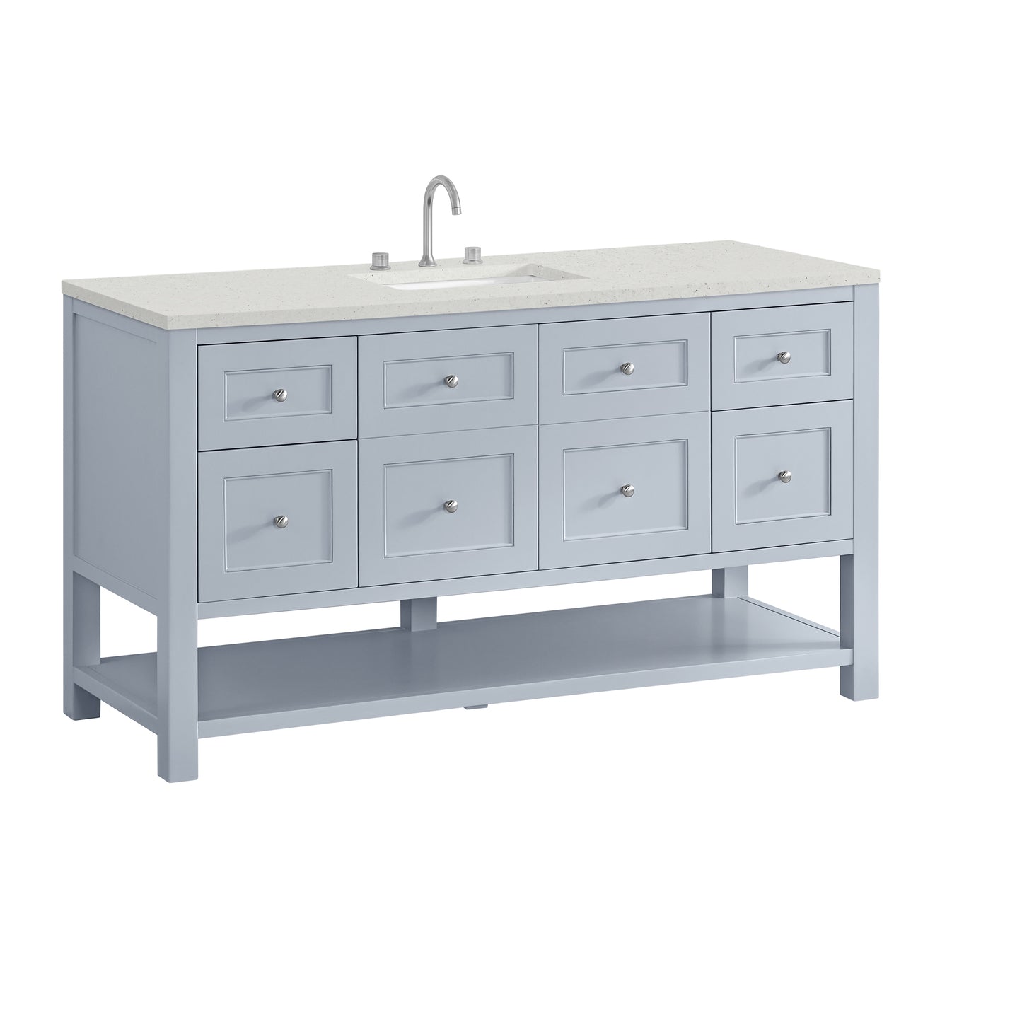 Breckenridge 60" Single Vanity, Serenity Blue, w/ 3 CM Lime Delight Quartz Top