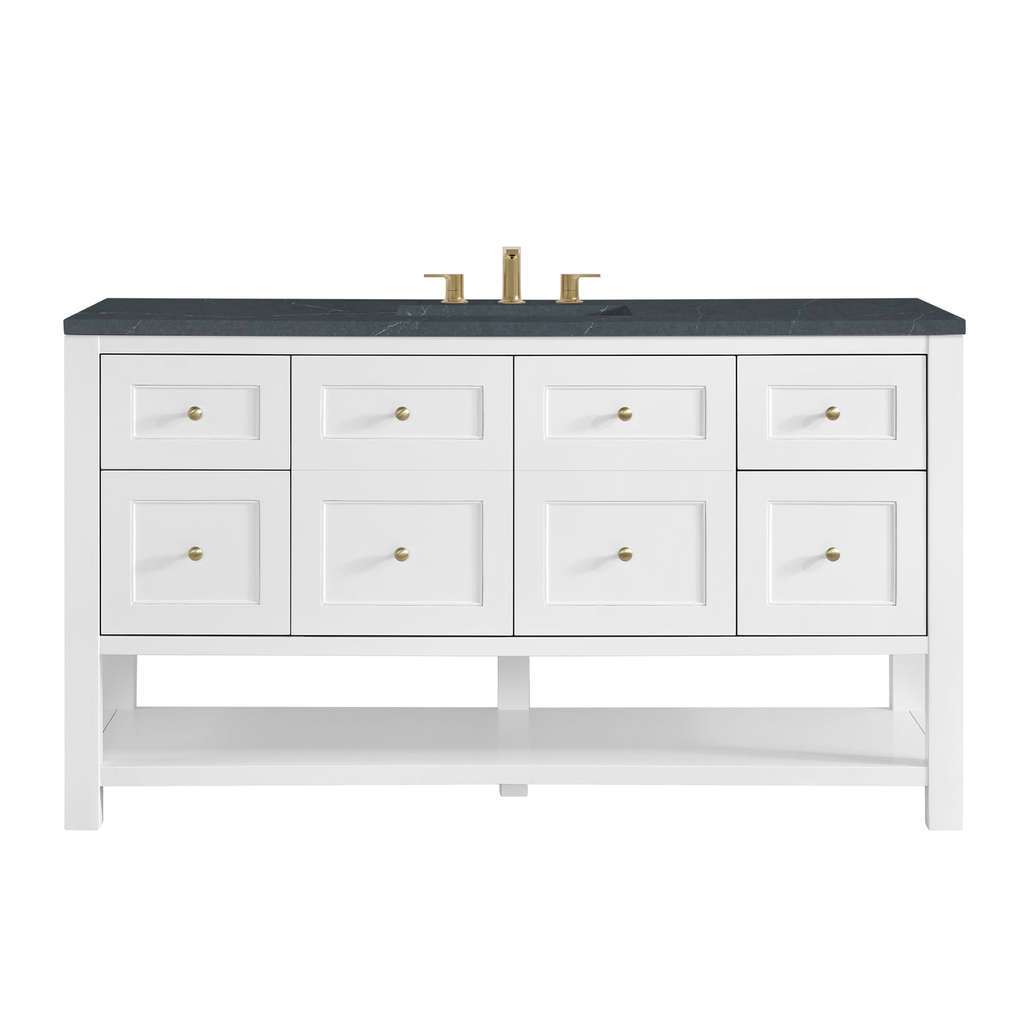 Breckenridge 60" Single Vanity, Bright White, w/ 3 CM Charcoal Soapstone Quartz Top