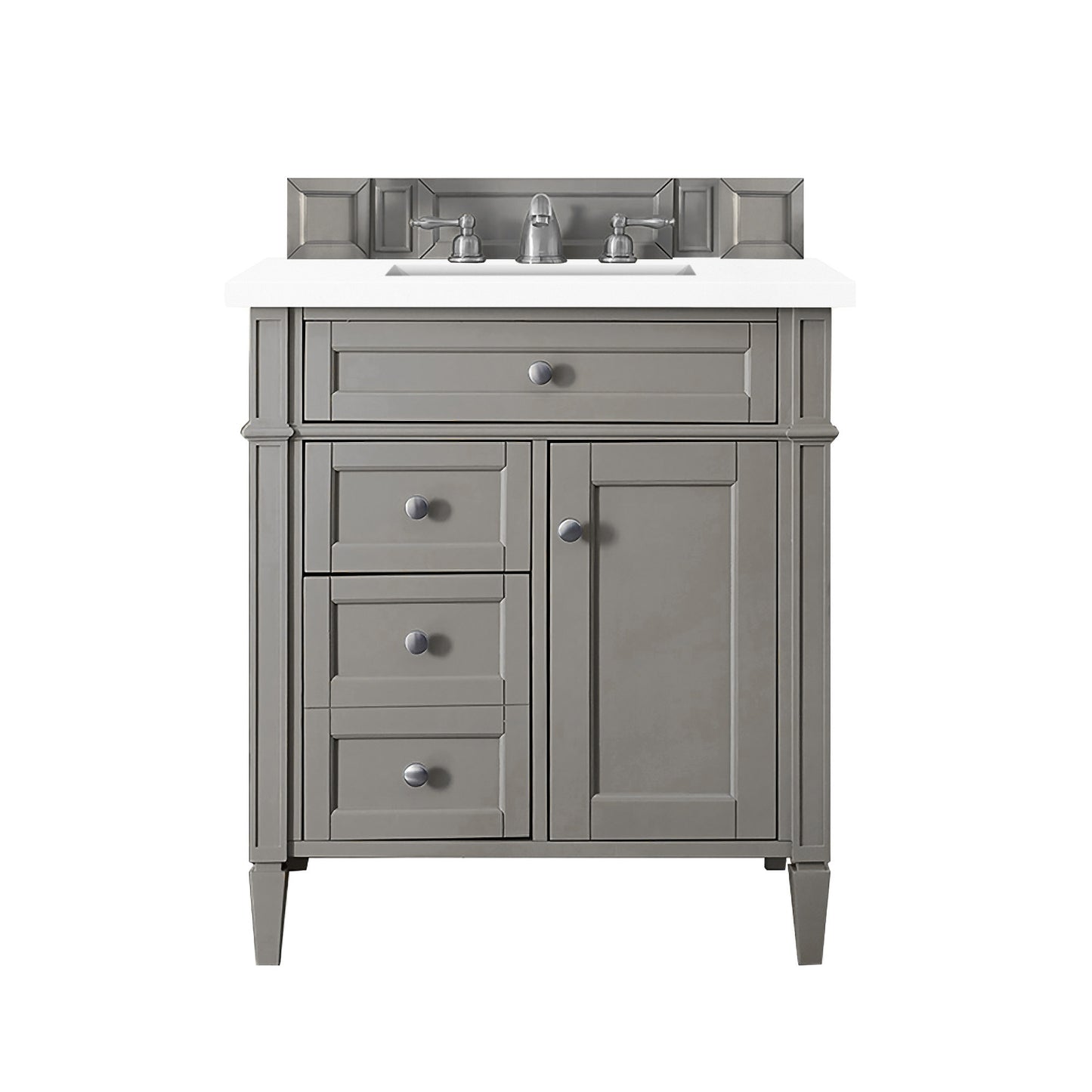 Brittany 30" Single Vanity, Urban Gray, w/ 3 CM White Zeus Silestone Top