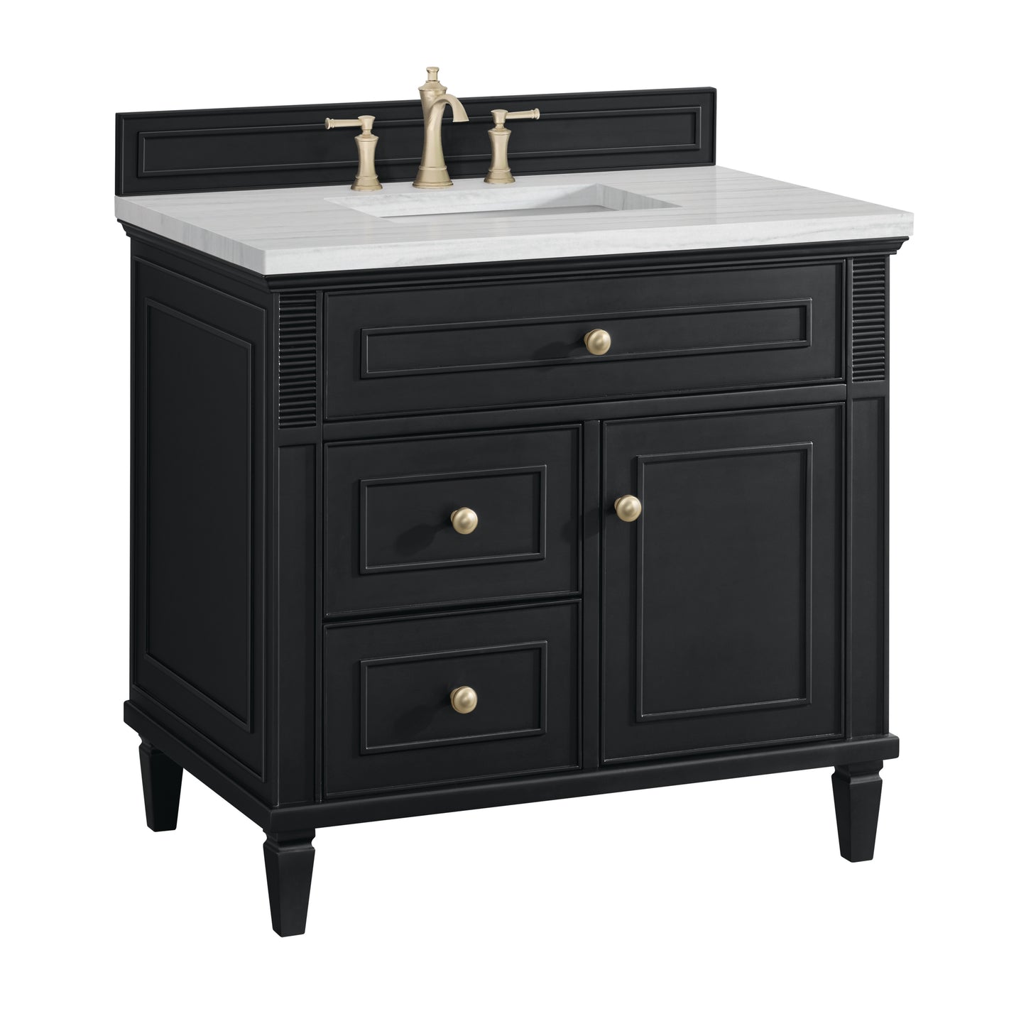 Lorelai 36" Single Vanity, Black Onyx w/ 3 CM Arctic Fall Solid Surface Top