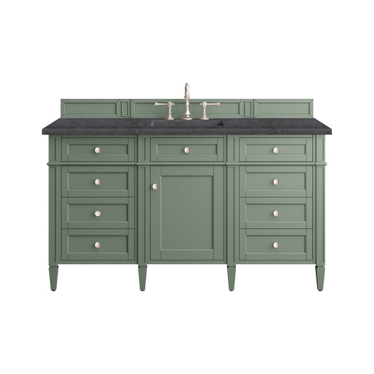 Brittany 60" Single Vanity, Smokey Celadon w/ 3 CM Charcoal Soapstone Top