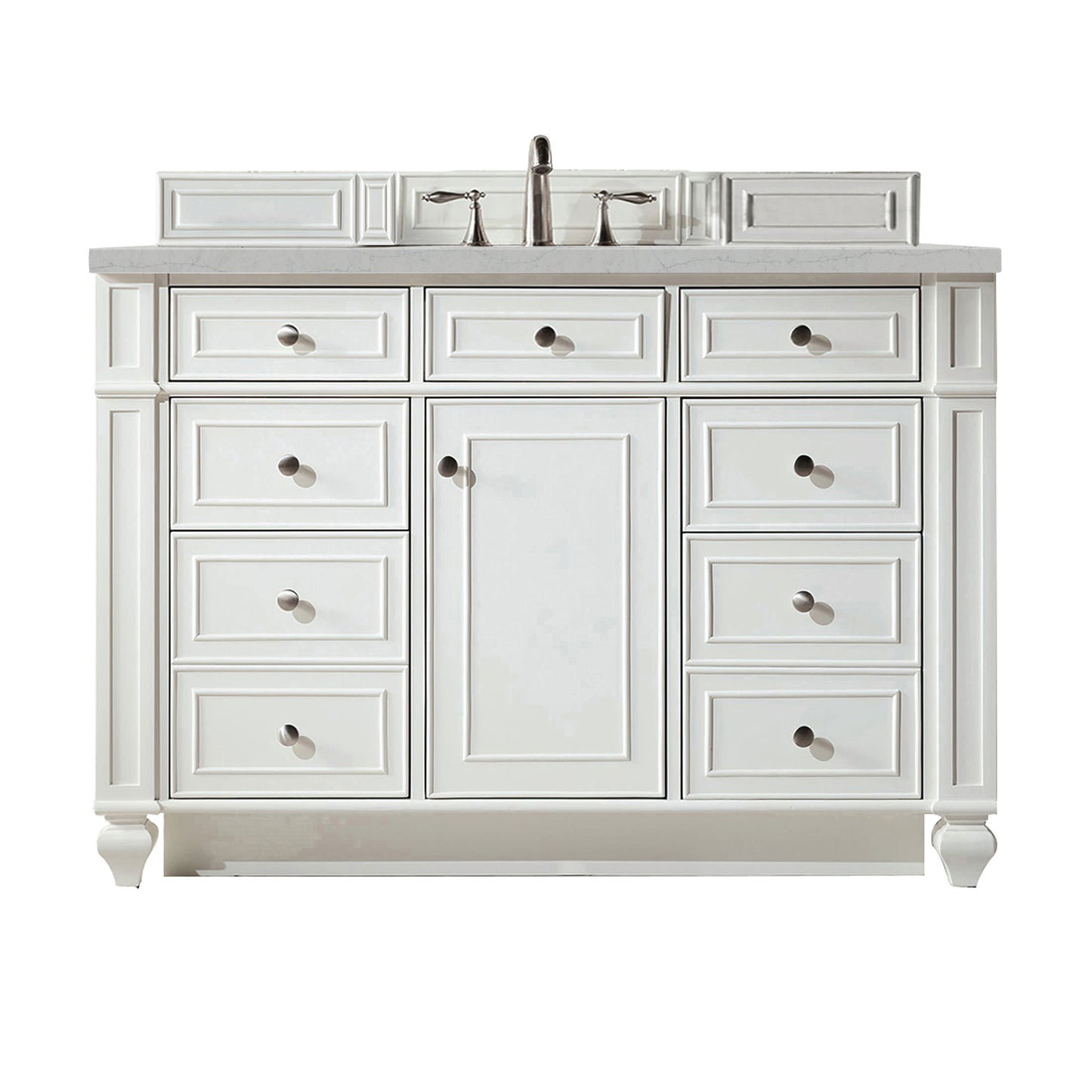 Bristol 48" Single Vanity, Bright White w/ 3 CM Eternal Jasmine Pearl Silestone Top