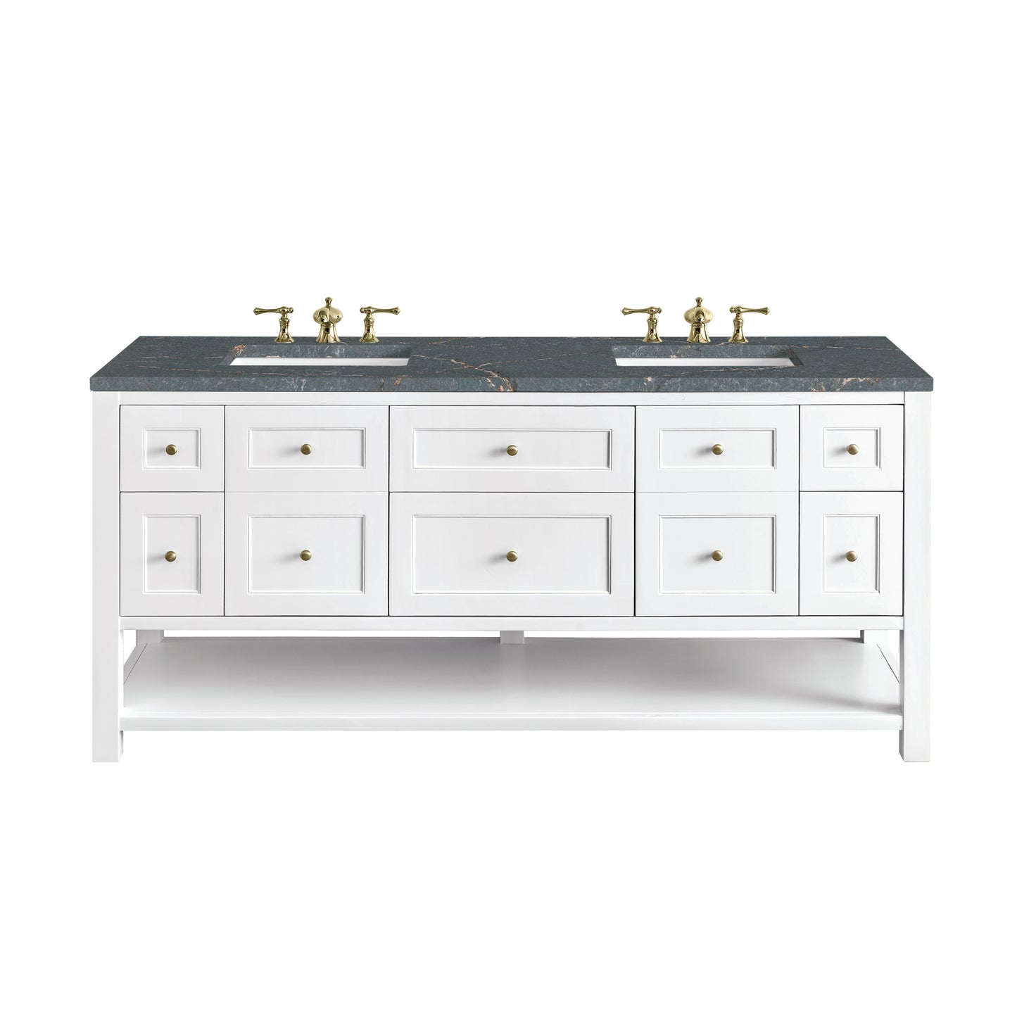 Breckenridge 72" Double Vanity, Bright White w/ 3 CM Parisien Bleu Top