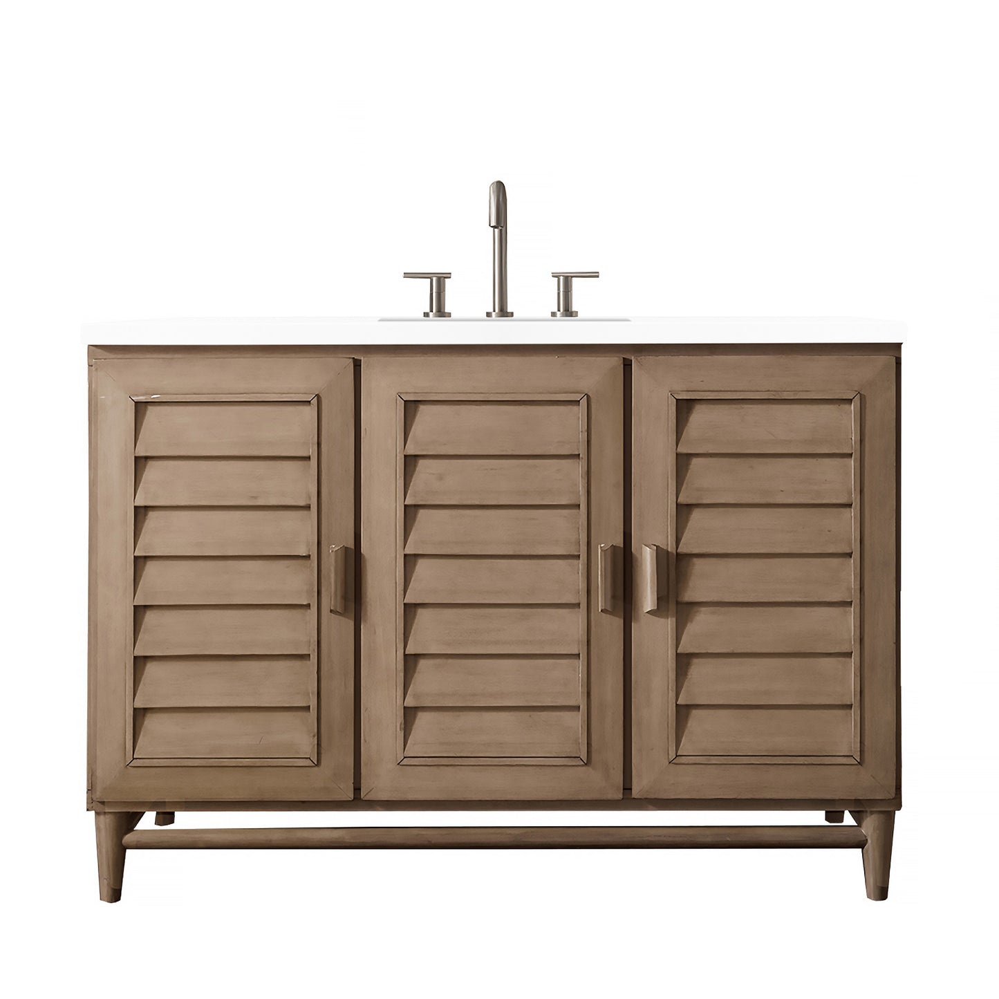 Portland 48" Single Vanity Whitewashed Walnut w/ 3 CM White Zeus Silestone Top