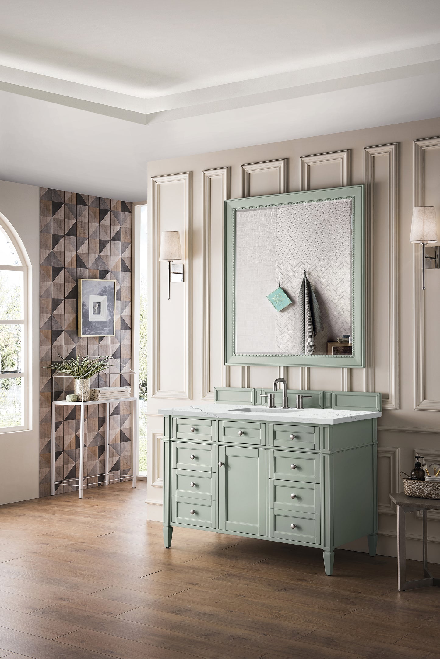 Brittany 48" Single Vanity, Sage Green w/ 3 CM Ethereal Noctis Silestone Top