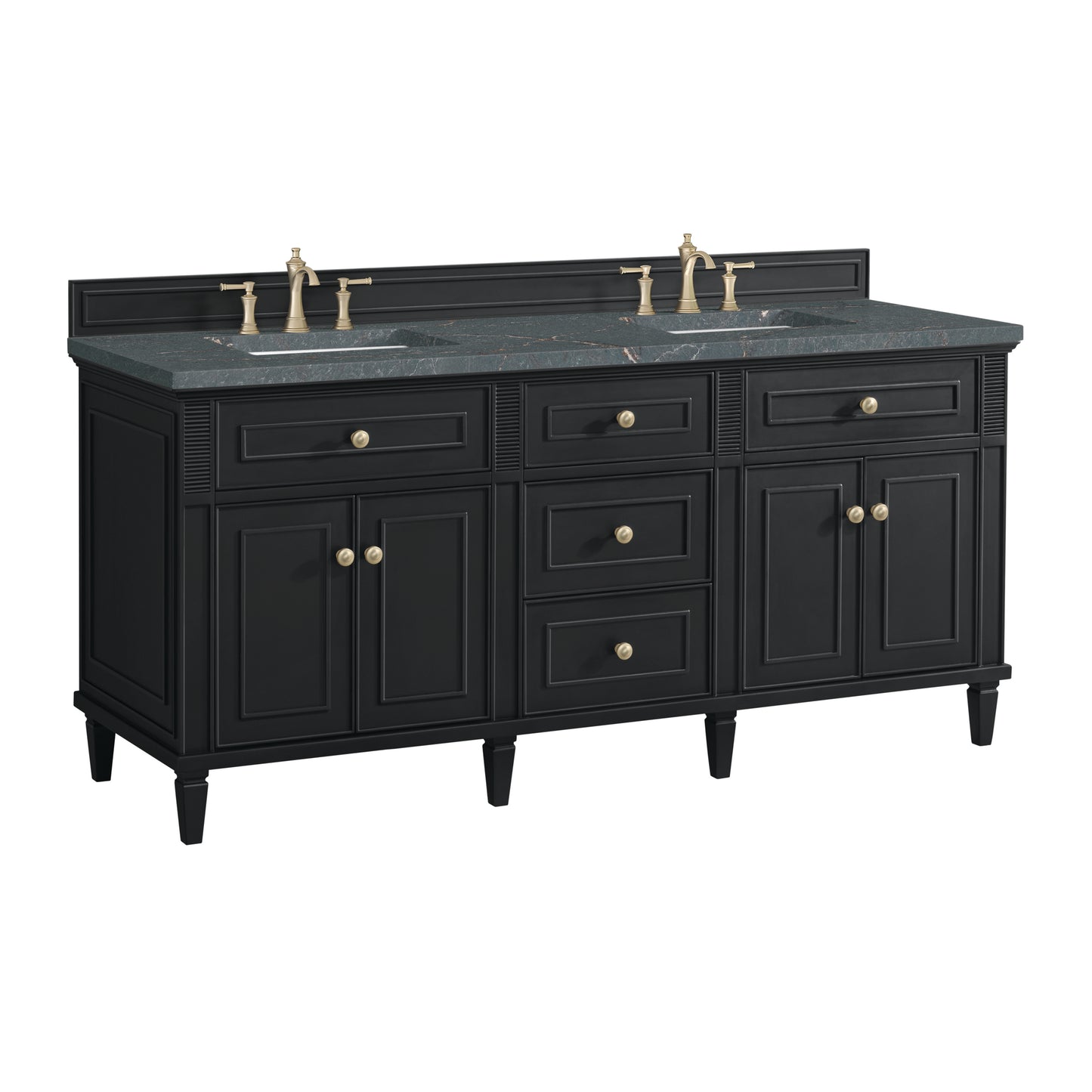 Lorelai 72" Double Vanity, Black Onyx w/ 3 CM Parisien Bleu Silestone Top