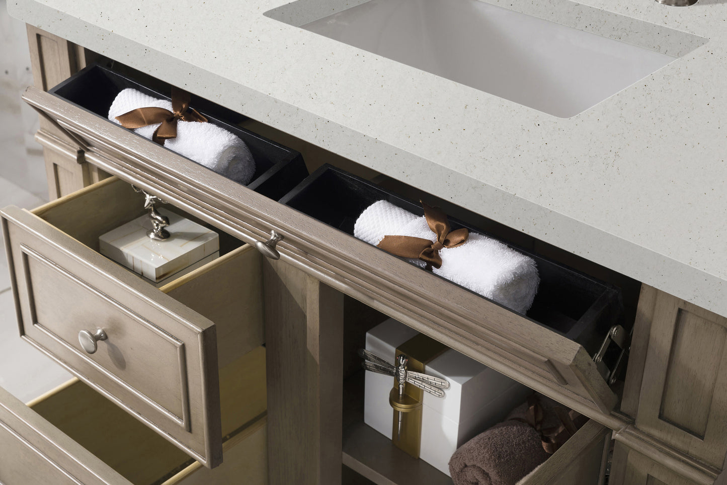 Bristol 36" Single Vanity, Whitewashed Walnut w/ 3 CM Lime Delight Silestone Top