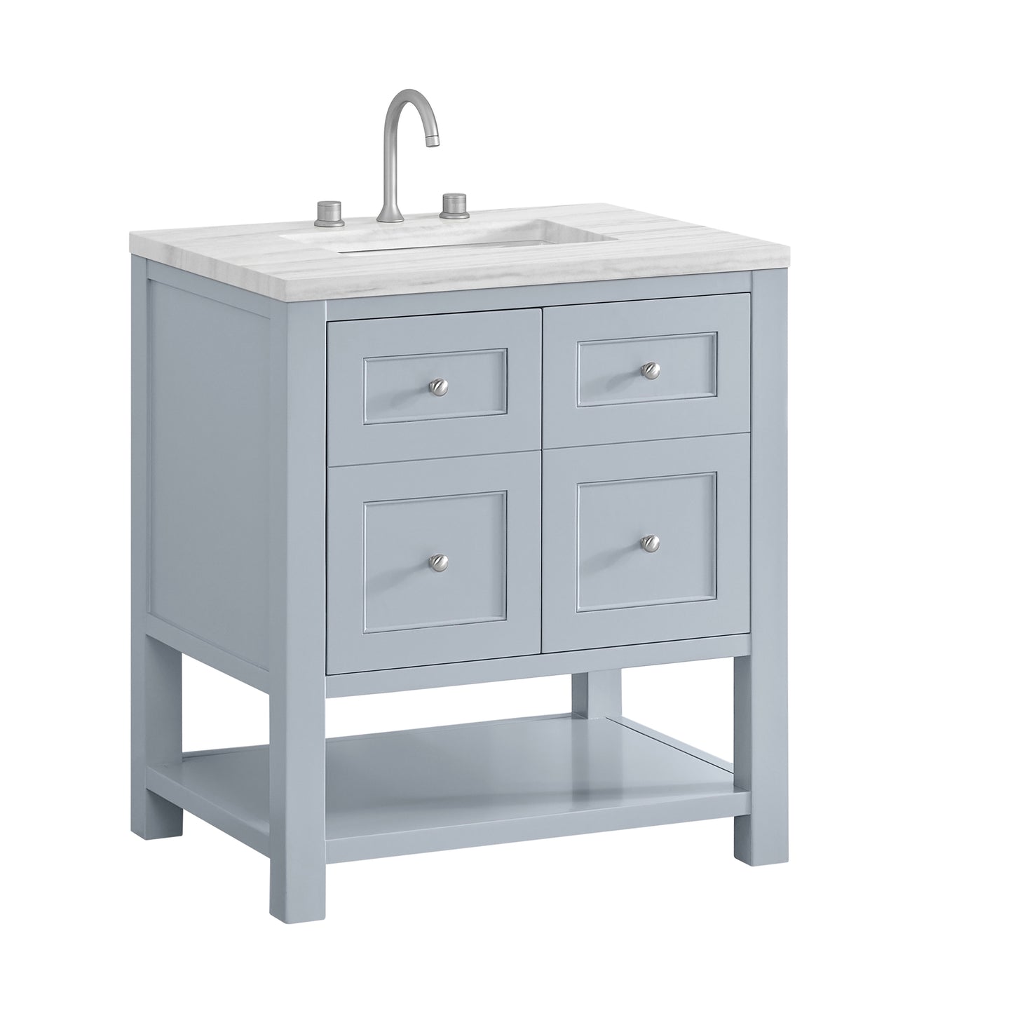 Breckenridge 30" Single Vanity, Serenity Blue, w/ 3 CM Arctic Fall Solid Surface Top